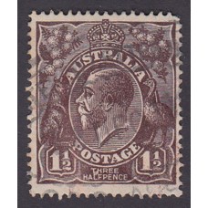Australian    King George V   1½d Penny Half Pence Black Brown   Single Crown WMK Plate Variety 3R54